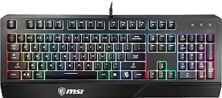 Compare MSI Gaming Backlit RGB Dedicated Hotkeys AntiGhosting Water Resistant Gaming Keyboard Vigor GK20 US, Black at KSA Price