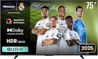 Compare Hisense 75 Inch QLED 4K Smart TV, 60 Hz, Dolby Atmos Vision, AI Smooth Mothion & 4K Upscaler, Vidaa, Voice Control at KSA Price