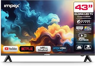 Compare Impex 43 Inch Full HD Smart LED TV, Android TV, Full HD 1920x1080, Frameless Design, Quad Core Processor, WiFi, HDMI, USB, EShare, A+ Panel, 178° Viewing Angle, 2 Year Warranty  Gloria 43 Smart at KSA Price