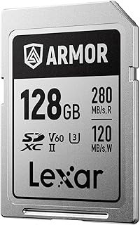 Compare Lexar Armor Silver PRO SD Card 128GB UHSII SD Memory Card Stainless Steel C10 U3 V60 6K UHD Video Up to 280MBs Read 120MBs Write SDXC Card for DSLRCameraPhotographerVideographer at KSA Price