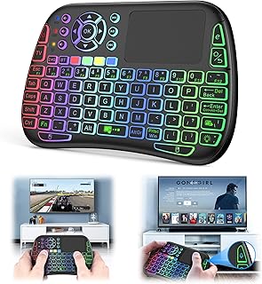 Compare SYOSI Mini Voice Bluetooth Keyboard, Rechargeable Wireless Keyboard with Touchpad, Backlit Small Keyboard with IR Learning, 2.4G WiFiBT5.0 Mode Connection for PC, TV Box, iOS, Android, Window, Mac OS at KSA Price