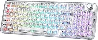 Compare YUNZII X98 QMKVIA Wireless Mechanical Gaming Keyboard with Knob,TriMode BT5.0USBC2.4GHz Hot Swappable Keyboard,Prelubed Switches Gasket Mount RGB Backlit for WinsMac White, Crystal Switch at KSA Price