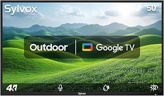 Compare SYLVOX 50 Inch Outdoor Smart Television Weatherproof Google TV, 4K 700NIT High Brightness Temperature Resistant IP55 Waterproof TVs, AntiScratch AntiGlare, Suitable for Partial Sun Patio Series at KSA Price