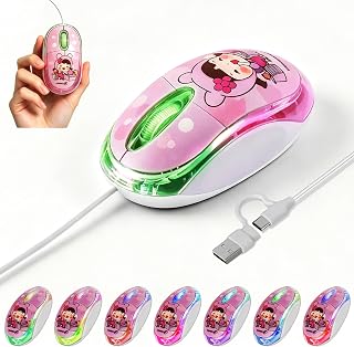 Mouse with Cable USB C & USB A 2-in-1…