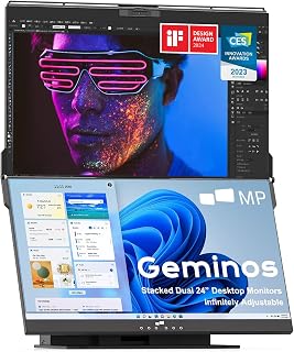 Compare Mobile Pixels Geminos Dual 24" Stacked Computer Monitors 2 Monitors at KSA Price