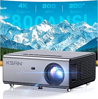 Compare KSAN Projector, 800 ANSI Lumen Outdoor Movie Projector, LCD Projector with WiFi 6 and Bluetooth 5.2, Home Theater Video Projector Support 200inch, 5W Speaker, Compatible with iPhoneTV StickPCPS4 at KSA Price