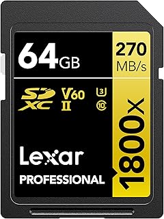 Compare Lexar 64GB Professional 1800x SDXCUHSII cards, up to 270MBs read 180MBs write C10 V60 U3 SD card at KSA Price
