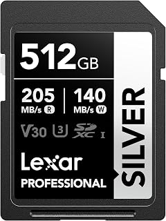 Compare Lexar Silver SD Card 512GB, UHSI SDXC Card 205 MBs Read Speed, 140 MBs Write Speed, V30, U3, C10, 4K UHD Video, SD Card Memory Card with Lexar Lifetime Data Recovery at KSA Price