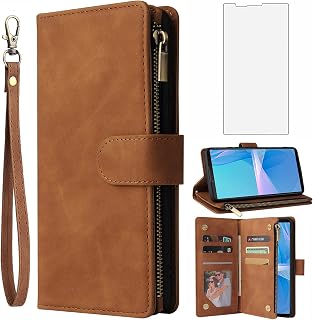 Compare Asuwish Compatible with Sony Xperia 10 II 2 Wallet Case and Tempered Glass Screen Protector Leather Flip Cover Card Holder Cell Accessories Phone Cases for Experia 10II 5G XQAU51 XQAU52 Women Brown at KSA Price