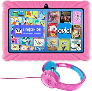 Compare Contixo Kids Tablet Bundle, 7" Learning Tablet with Headphones, Pink at KSA Price