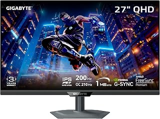 Compare GIGABYTE  M27Q227 SS IPS Gaming Monitor  QHD 2560x1440200HzOC 210Hz  GTG 1ms  AMD FreeSync Premium, GSync Compatible  TypeC KVM  HDMI, DP, TypeC  Adjustable Height and Tilt  Black at KSA Price