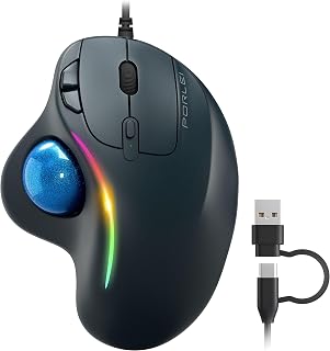 Compare Wired Trackball Mouse with RGB Lighting, Ergonomic Thumb Control to Reduce Muscle Strain, 5 Adjustable DPI, Dual USBC & USBA Connectivity, Compatible with PC, Laptop, Mac, WindowsBlue at KSA Price