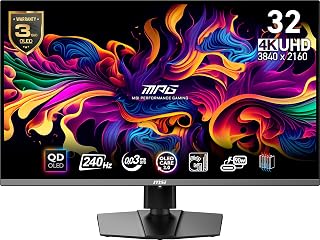 Compare MSI MPG 321URX QDOLED, 32" 4K UHD Quantum Dot OLED Gaming Monitor, 3840 x 2160, 0.03ms, 240Hz, True Black HDR 400, 90W USB Type C, HDMI, DP Port at KSA Price
