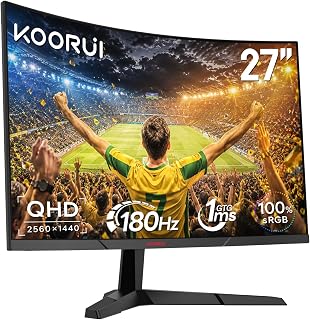 KOORUI 27 Inch Curved Gaming Monitor,180Hz, VA…
