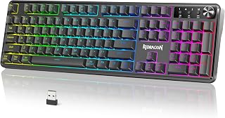 Compare Redragon RM104 Wireless Gaming Keyboard with Knob, TriMode BT2.4GUSBC RGB Computer Keyboards, 4000mAh Battery, Programmable Software Support, AntiGhosting, Compatible with PC Mac at KSA Price