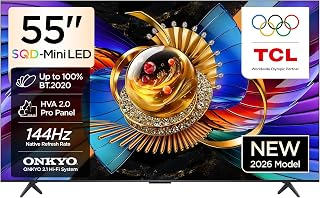 Compare TCL 55Q7D Pro Television 55 Inch Smart TV 4K SQDMini LED Super Colorful Quantum HDR 2000nits Gaming Google TV, 144Hz Native Refresh Rate, ONKYO 2.1 HiFi System, Dolby Atmos, Game Master 2026 Model at KSA Price