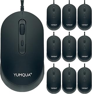 Compare YUMQUA M104 Bulk Wired Computer Mouse 10 Pack, Silent Optical USB Corded Mice for Laptop PC Chromebook, Black at KSA Price