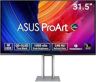 Compare ASUS ProArt Display OLED PA32UCDM Professional Monitor – 32inch, 4K UHD 3840 x 2160, QDOLED, Ultraslim, 240Hz, 0.1ms, Auto Calibration, HDR10, HLG, Dolby Vision, 99�IP3, ΔE < 1, Calman Ready at KSA Price