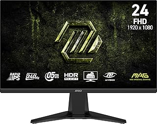 Compare MSI MAG 245F X24 Gaming Monitor 24" 1920 x 1080 FHD, 240 Hz, FreeSync Premium, HDR Compatible, HDMI, VGA Port, VESA Mount, Tilt, 4 Sides Thin Frame 0.5ms, Black at KSA Price
