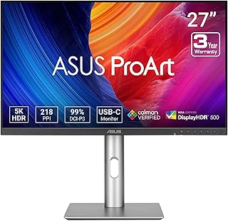 Compare ASUS ProArt Display 27” 5K HDR Professional Monitor PA27JCV  5K 5120 x 2880, IPS, 99�IP3, 100% sRGB, ΔE < 2, USBC PD 96W, Calman Verified, Color Accurate, Auto KVM, LuxPixel, 3 yr Warranty at KSA Price