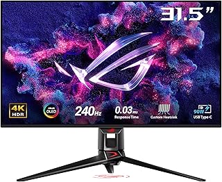 Compare ASUS ROG Swift OLED PG32UCDM gaming monitor ― 31.5inch 4K QDOLED panel, 240Hz, 0.03ms GTG, GSYNC compatible, custom heatsink, graphene film, uniform brightness,99�IP3, True 10bit, 90W TypeC at KSA Price