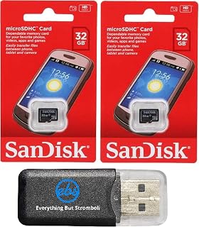 Compare Everything But Stromboli Sandisk 32GB 2 Pack MicroSD HC 32G Flash Memory Card, Class 4 with tm MicroSD Card Reader at KSA Price