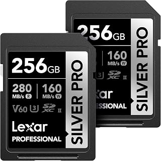 Compare Lexar Professional 256GB 2Pack Silver PRO SDXC UHSII Memory Card, C10, U3, V60, FullHD & 4K Video, Up to 280MBs Read, for Professional Photographer, Videographer, Enthusiast LSDSIPR256GB2NNU at KSA Price