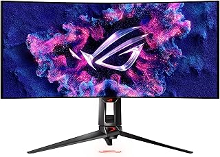 Compare ROG Swift OLED PG34WCDM gaming monitor ― 34inch 33.9 inch viewable, 3440 x 1440 800R curved OLED panel, 240 Hz, 0.03 ms GTG response time, GSYNC® compatible, custom heatsink at KSA Price