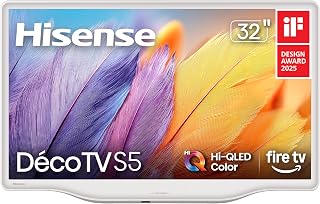 Compare Hisense 32Inch S5 DécoTV Series QLED FHD Smart Fire TV 32S5QF, 2025 Model  Versatile Fit, HiQLED Color, ArtInspired Design, Fluid Central Stand, DTS Virtual: X, Stream Live TV Without Cable at KSA Price