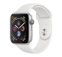 Compare Apple&nbsp;Watch, Series&nbsp;4 GPS,&nbsp;44mm Silver Aluminium Case with White Sport Band at KSA Price