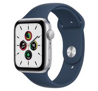 Compare Apple Watch SE GPS, 44mm Silver Aluminium Case with Abyss Blue Sport Band at KSA Price