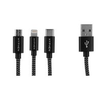 Compare HYPHEN 3 in 1 Lightning+Type C+MicroUSB Cable, 1M, Black at KSA Price