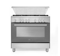 Compare Elba Gas Cooker 90X60, 5 Burners, Grill and Gas Oven, Silver Stainless Steel at KSA Price