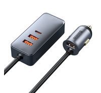 Compare Baseus Multi Port Car Charger with extension cord, 120W, Gray at KSA Price