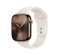 Compare Apple Watch Series 10 GPS + Cellular 46MM Gold Titanium Case with Starlight Sport Band  ML at KSA Price