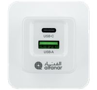 ALFANAR Wall Charger with 2 Ports, 33W, White