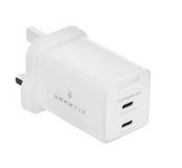 Compare Smartix ICONNECT Premium Dual USBC GAN AC Wall Fast Charger Adapter With UK Plug PD 2x65W White at KSA Price
