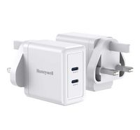 Compare Honeywell PLATINUM ZEST CHARGER GAN 45W 2USBC AC Wall Charger Adapter With UK Plug 45W White at KSA Price