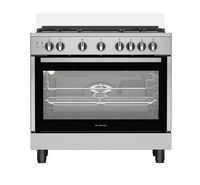 Compare Ariston, Freestanding Gas Cooker, 90x60cm, 5 Burners, Grill with Fan Oven, Inox at KSA Price