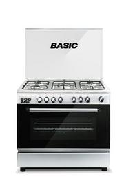 Compare Basic, Gas Cooker, 90x60 cm, 5 Burner, Enamelled Grids, Full Safety, Stainless Steel at KSA Price