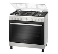 Compare Bosch Series 2, Gas Cooker, 90x60 cm, 5 Burner, 125L Oven, Rotisserie, Stainless Steel at KSA Price