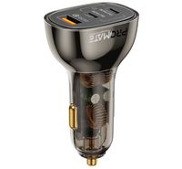 Compare Promate Car Charger, Transparent 80W Fast Charge MultiPort Car Adapter with Dual TypeC Ports, Qualcomm QC 3.0 USBA Port and Overheat Protection for iPhone, iPad Air, TransDrive80W at KSA Price