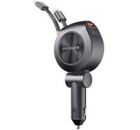 Compare Promate 4 in 1 MultiPort Car Charger 88W with Builtin Retractable USBC and Lightning Cables 80cm, 20W USBC Port and 18W USBA Port, 180° Rotatable Body at KSA Price