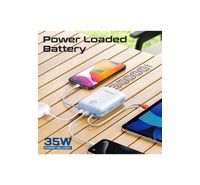 Compare Promate 4in1 30K Power Bank 35W, USBC + Lightning Cables, QC3.0, Blue at KSA Price