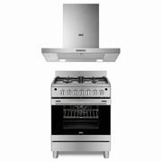 Compare AEG 60cm freestanding cooker  4 gas burners and electric oven 71l, stainless steel  aeg 60cm chimney cooker hood, stainless at KSA Price