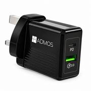 Compare ADMOS 20w PD + QC3.0 Dual Port Mobile Charging Adapter AM018, Black at KSA Price