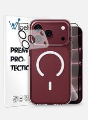 Compare Wtech 3 in 1 wireless safely magnetic charging case cover screen protector camera lens e2e tempered glass compatible with apple iphone 18 pro max 5g 2026 at KSA Price