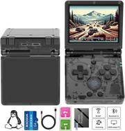 Compare Anbernic rg35xxsp foldable handheld game console, 3.5inch ips screen, 64gb microsd – transparent black at KSA Price