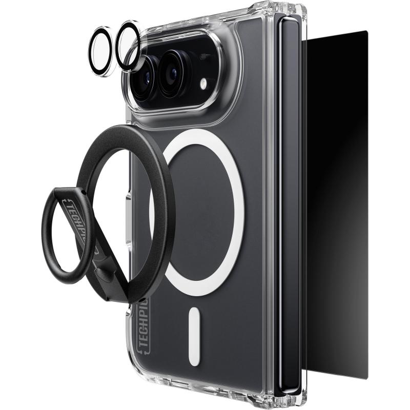 Compare Techpick 4in1 Protection Clear Case + Privacy Tempered Glass Smartphone Case Bundle, for iPhone Duo, Clear at KSA Price