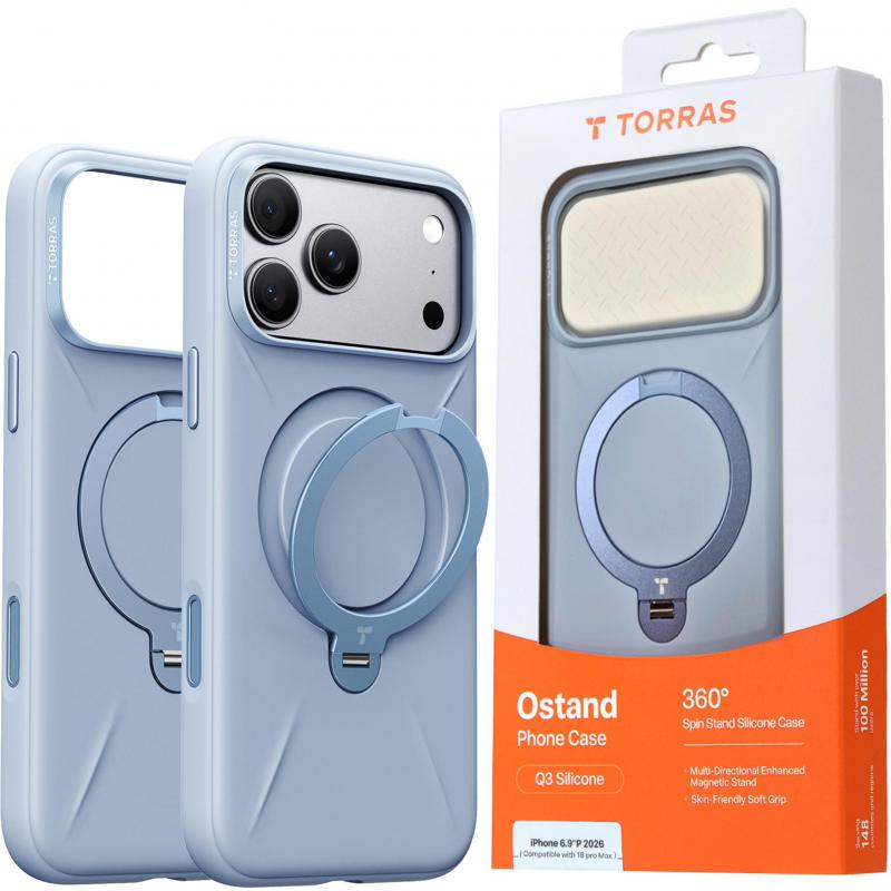 Compare Torras Ostand Q3 Silicone Back Cover Mobile Case with MagSafe, for iPhone 18 Pro MaxiPhone 17 Pro Max, Blue at KSA Price